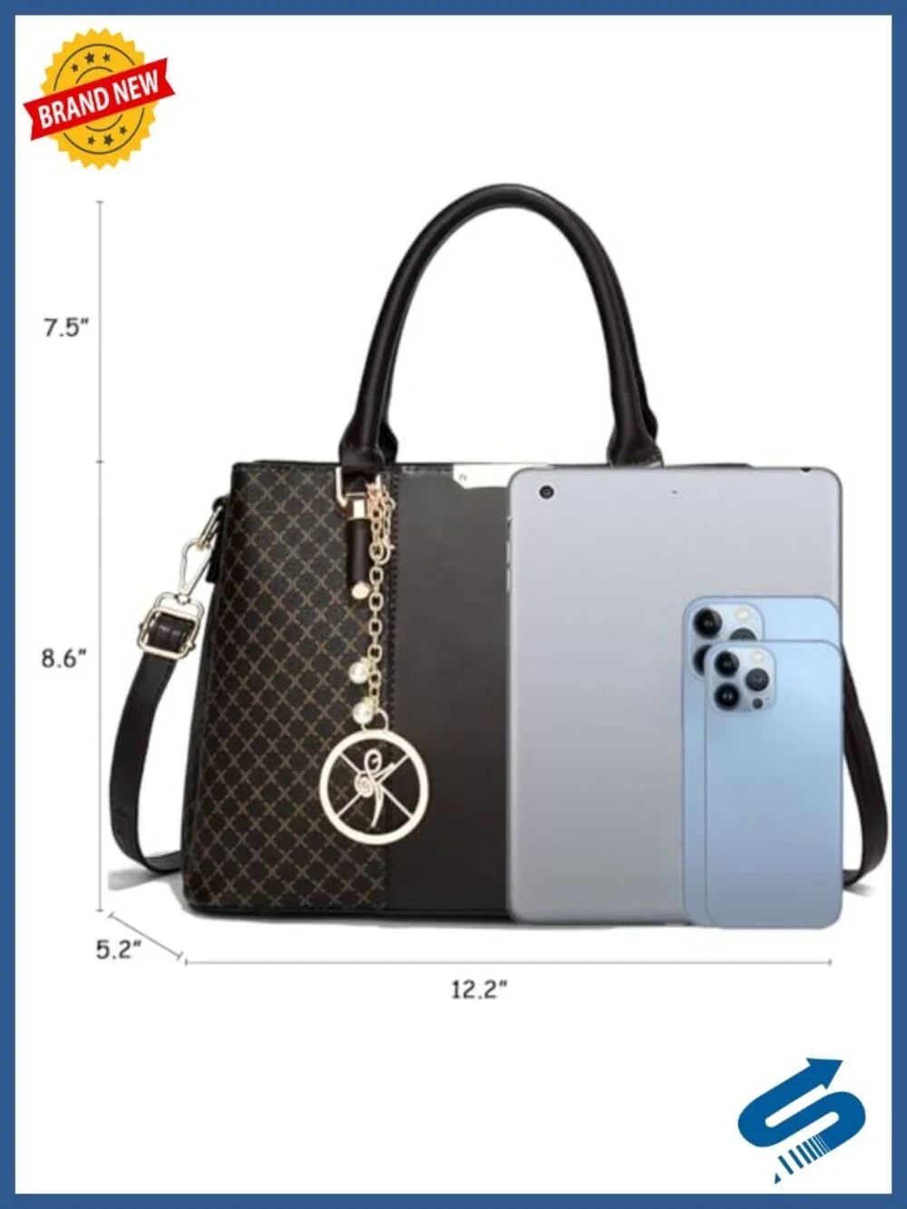 Women's Satchel Purse 3 Zip Compartments Faux Leather Handbag Shoulder Bag Tote